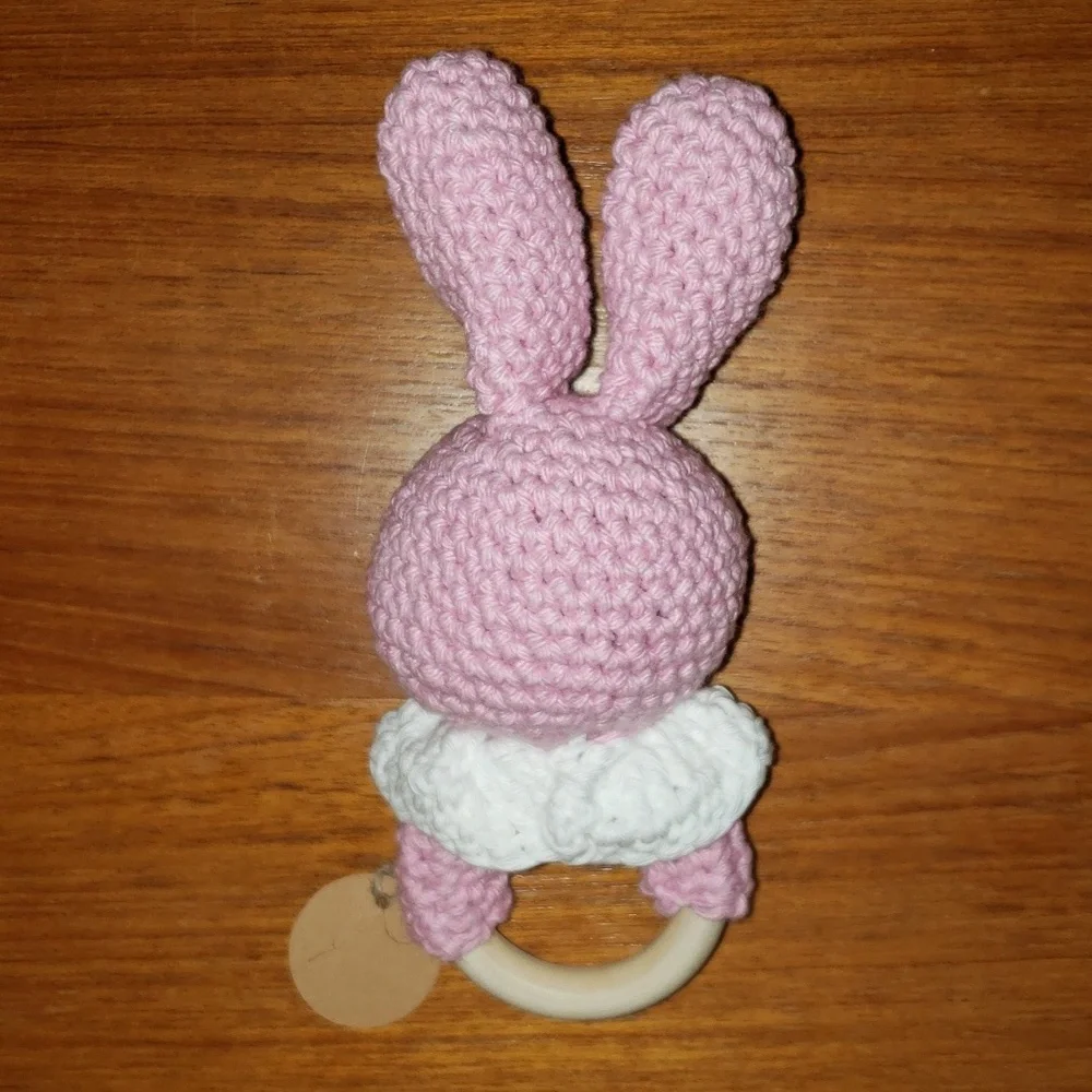 Crochet Bunny Teething Rattle - Picture 3 of 5